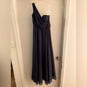 Classy Navy Floor-length Dress